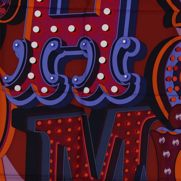 HERMES Carre 90 Scarf ""ELECTRIQUE"" Silk Red Auth am6235 - Picture 6 of 14